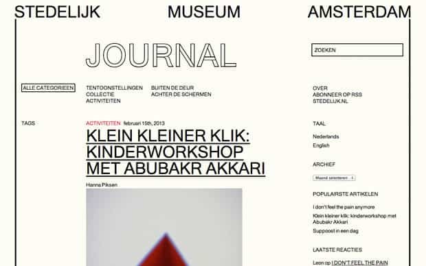 Website Stedelijk Museum journal - gebouwd door Tien Vijf